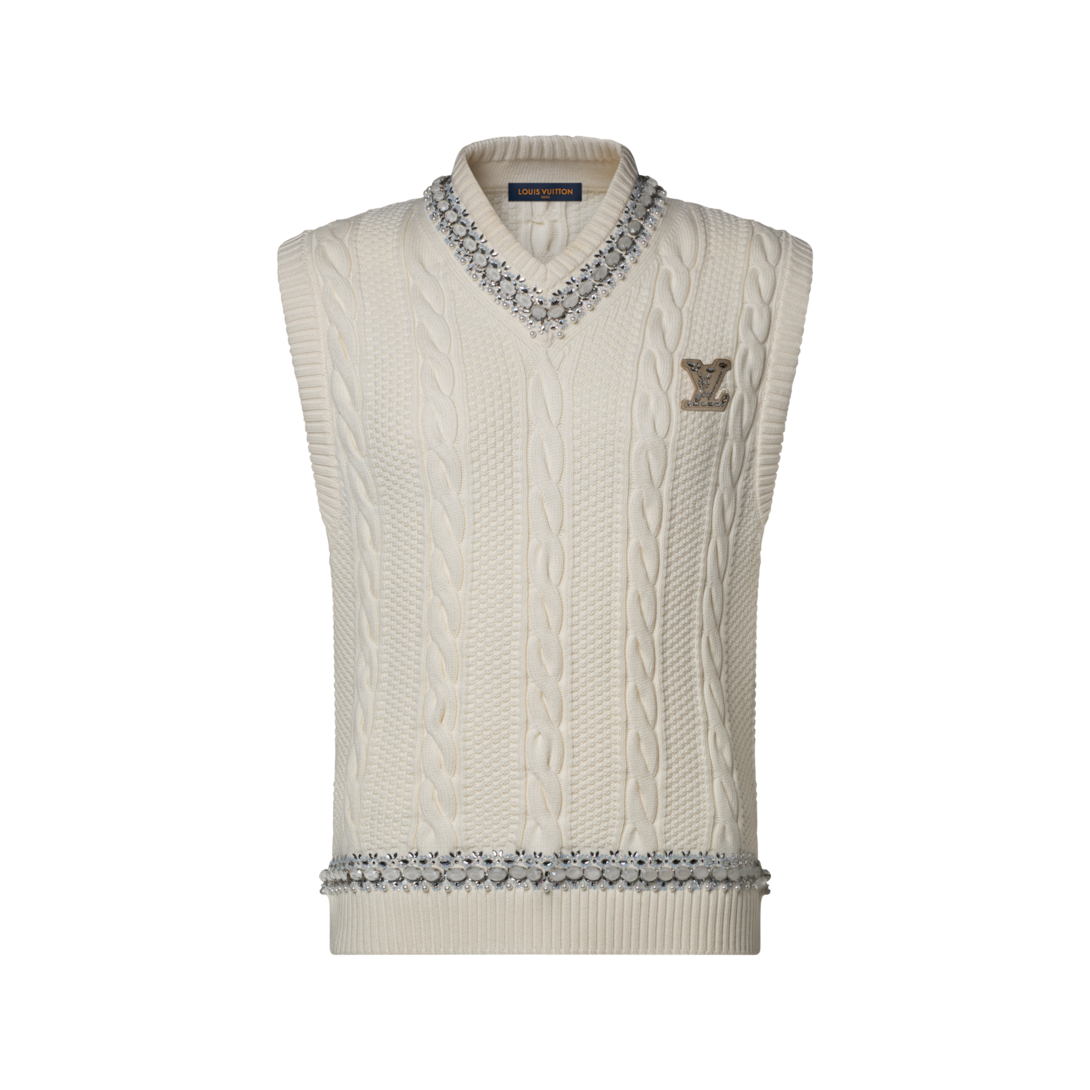 Embroidered Cable-Knit Cricket Vest - New - For Men | LOUIS VUITTON ®